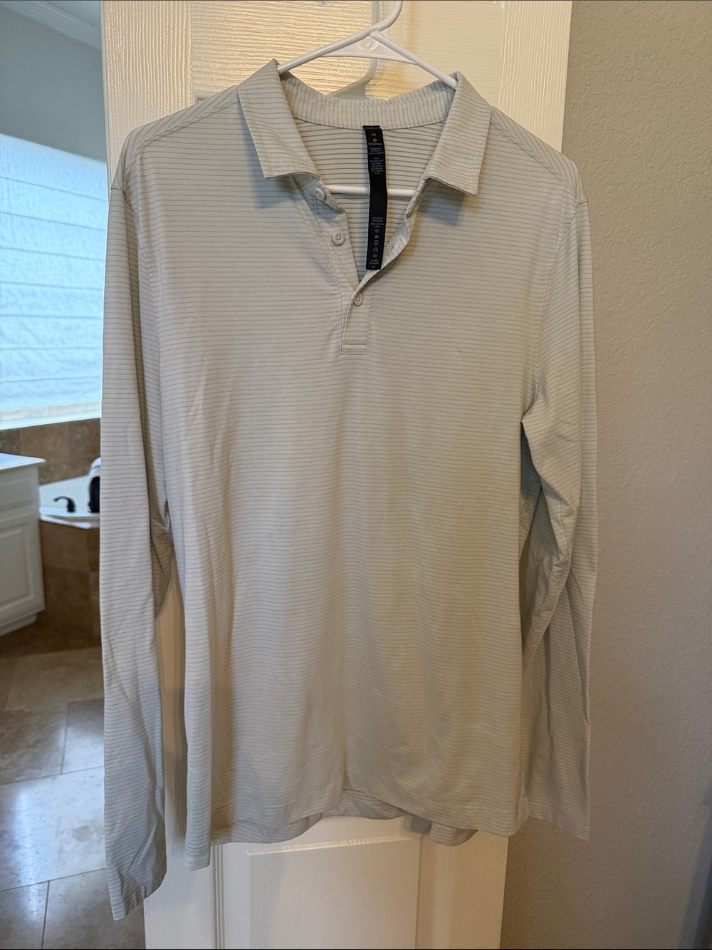 lululemon grey striped Long-Sleeve  athletic polo shirt